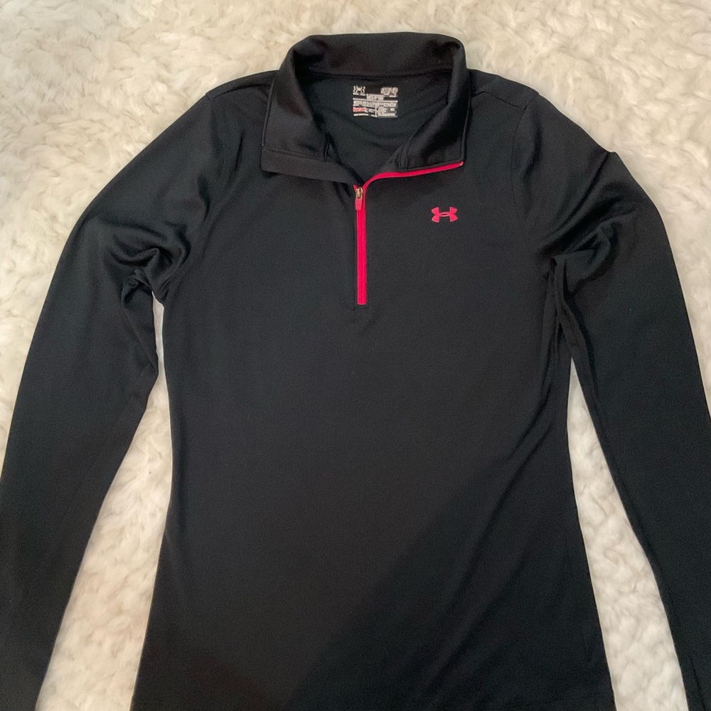 Under Armour Black Half-Zip Top with Pink Accents